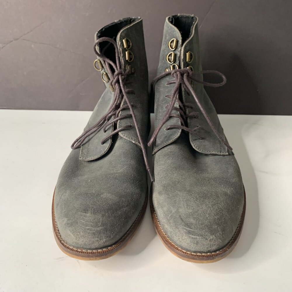 BANANA REPUBLIC MENS SUEDE LACE UP ANKLE BIKER GREEN BOOTS SIZE 10.5 - Picture 4 of 9